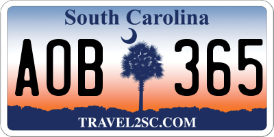 SC license plate AOB365
