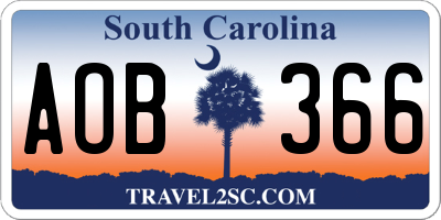 SC license plate AOB366