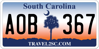 SC license plate AOB367