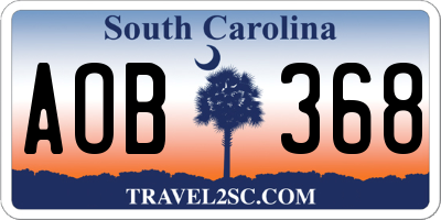 SC license plate AOB368