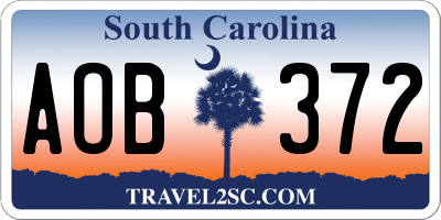 SC license plate AOB372