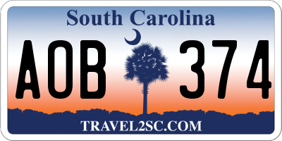 SC license plate AOB374