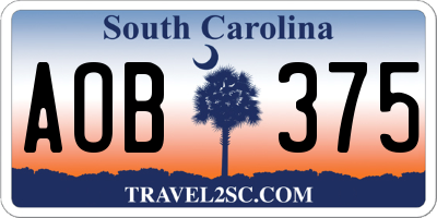 SC license plate AOB375