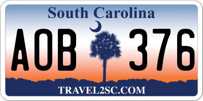 SC license plate AOB376