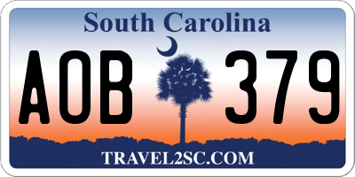 SC license plate AOB379