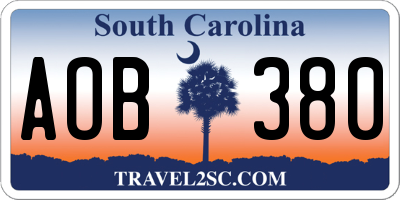 SC license plate AOB380