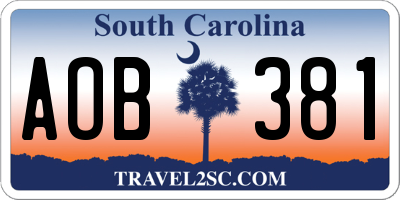 SC license plate AOB381