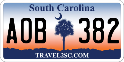 SC license plate AOB382