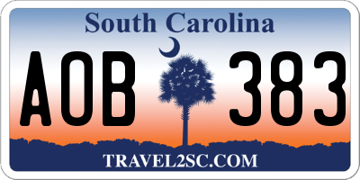 SC license plate AOB383