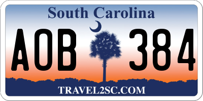 SC license plate AOB384