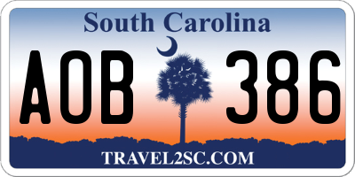 SC license plate AOB386