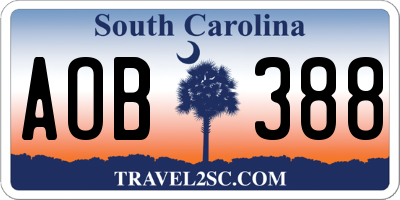 SC license plate AOB388