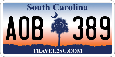 SC license plate AOB389