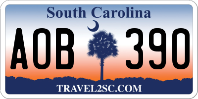 SC license plate AOB390
