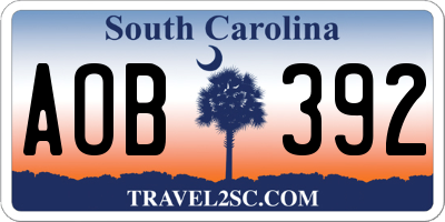 SC license plate AOB392