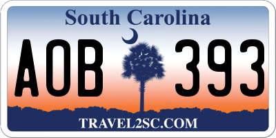 SC license plate AOB393