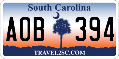 SC license plate AOB394