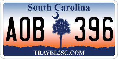 SC license plate AOB396