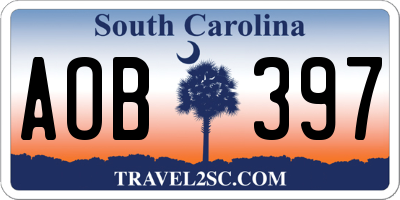 SC license plate AOB397