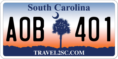 SC license plate AOB401