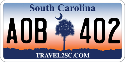 SC license plate AOB402