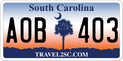 SC license plate AOB403