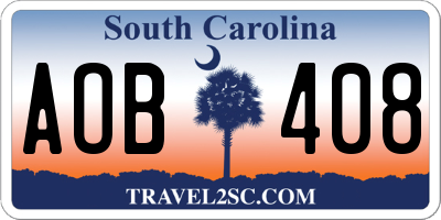 SC license plate AOB408