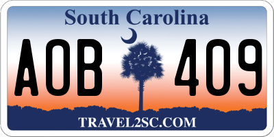 SC license plate AOB409