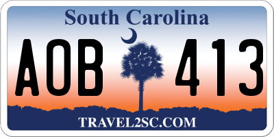 SC license plate AOB413