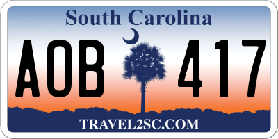 SC license plate AOB417