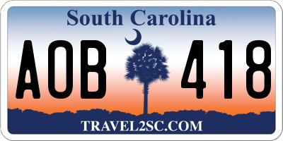 SC license plate AOB418