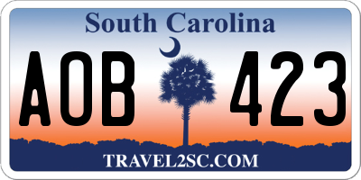 SC license plate AOB423