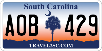 SC license plate AOB429