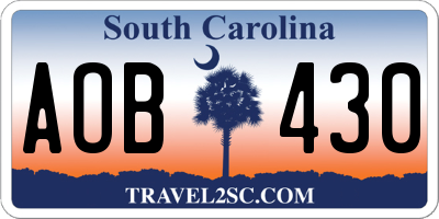 SC license plate AOB430