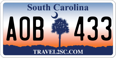 SC license plate AOB433
