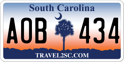 SC license plate AOB434