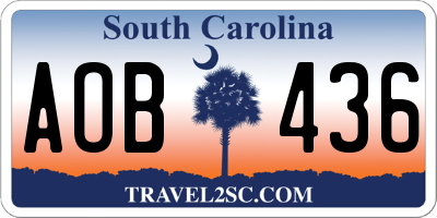 SC license plate AOB436