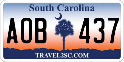 SC license plate AOB437
