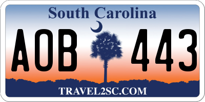 SC license plate AOB443