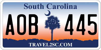 SC license plate AOB445