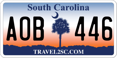 SC license plate AOB446