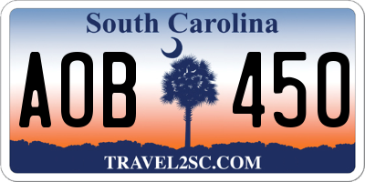 SC license plate AOB450