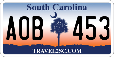 SC license plate AOB453