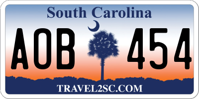 SC license plate AOB454