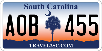 SC license plate AOB455