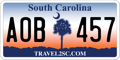 SC license plate AOB457