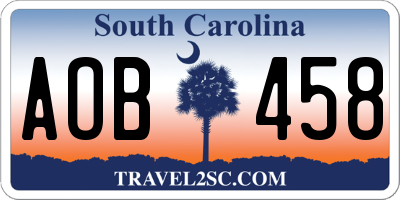 SC license plate AOB458