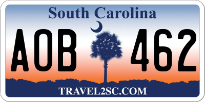 SC license plate AOB462