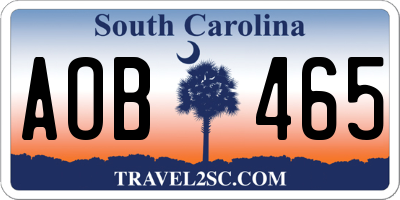 SC license plate AOB465