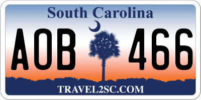 SC license plate AOB466